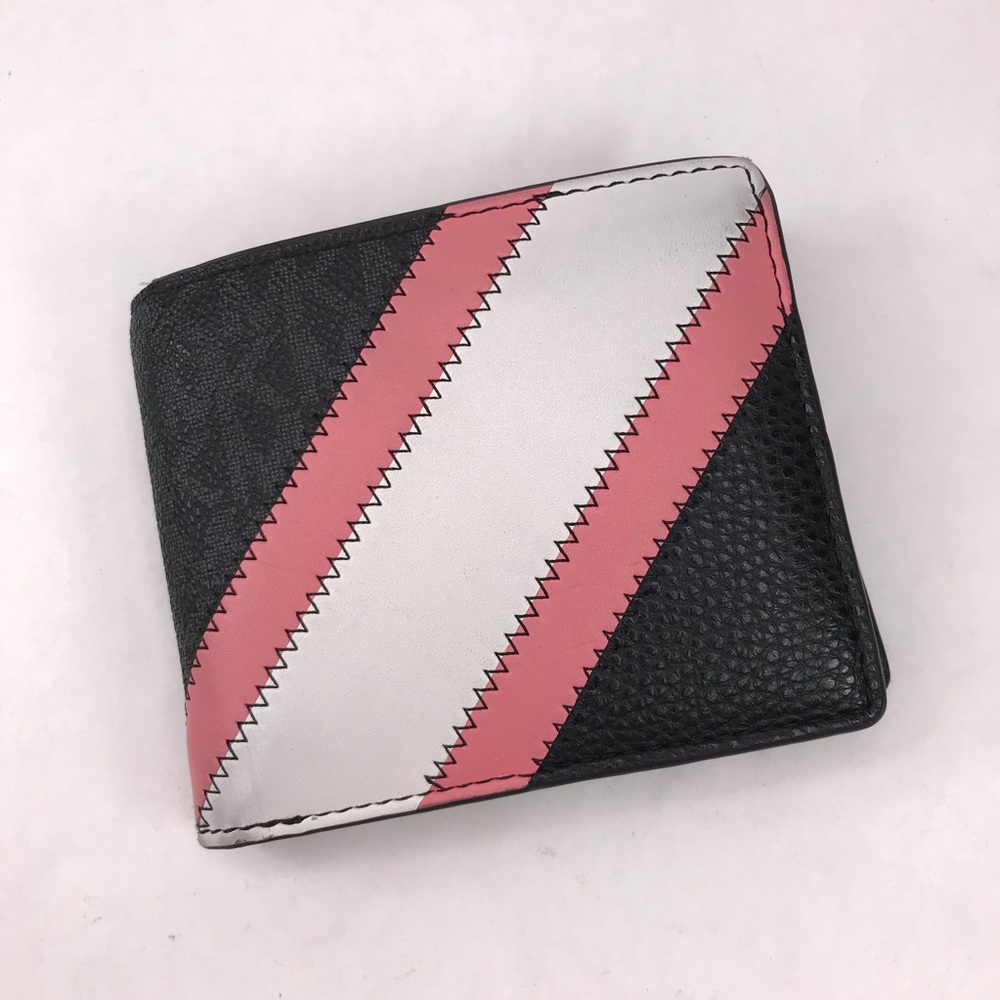 Michael Kors Men’s Cooper Billfold Coin Pocket Bifold Pink Stripe Wallet